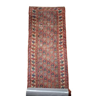 Lot 105
Antique Kurdish Wool Oriental Runner, circa 1920, size is 19'3