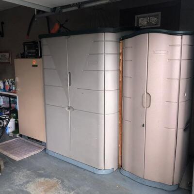 NORGE FREEZER & RUBBERMAID CABINETS