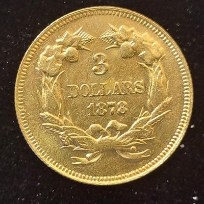 Beautiful $3 Gold 1878 Coin