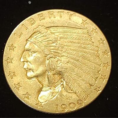 1909 Antique gold Native American coin