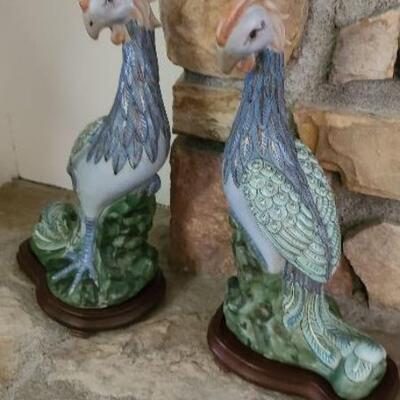 Asian porcelain peacocks