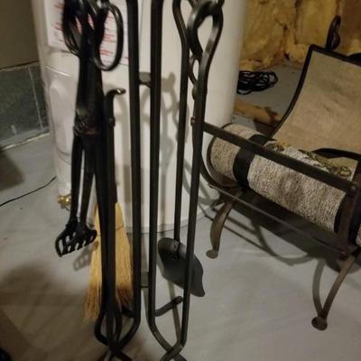 Wr. Iron fireplace tools