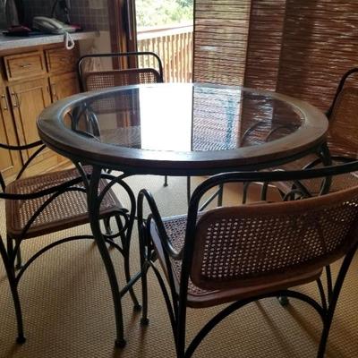 Glass & metal dining table/4 chairs