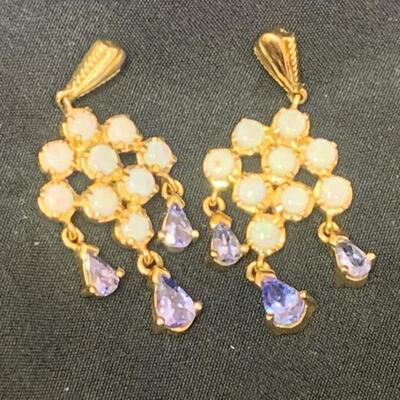 10K Yellow Gold Opal And Tanzanite Earrings https://ctbids.com/estate-sale/17308/item/1721897