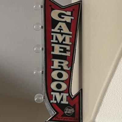 Vintage Game Room Sign.   With Lights off