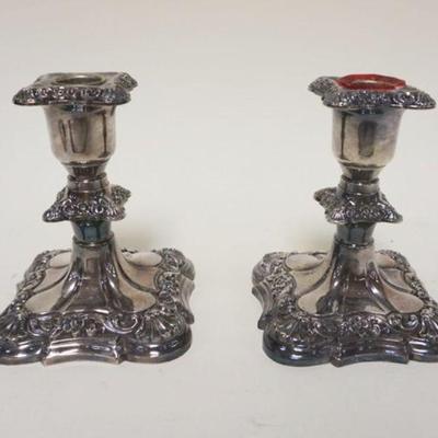 1057	PAIR OF SILVERPLATE CANDLESTICKS, POOLE SILVER CO, APPROXIMATELY 5 1/2 IN HIGH
