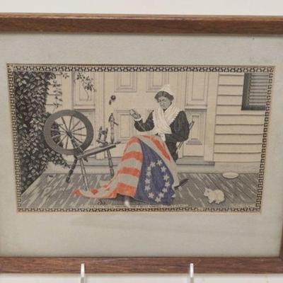 1166	ANTIQUE STEVENGRAPH WOVEN SILK, BIRTH OF OUR NATIONS FLAG , APPROXIMATELY  10 IN X 12  IN
