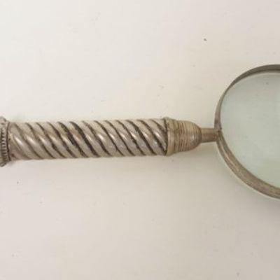 1214	ORNATE SILVER PLATE MAGNIFYING GLASS, 12 IN
