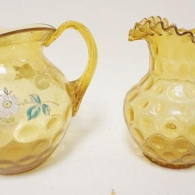 1286	2 VICTORIAN BLOWN GLASS AMBER PITCHERS W/APPLIED HANDLES, APPROXIMATELY 8 IN HIGH
