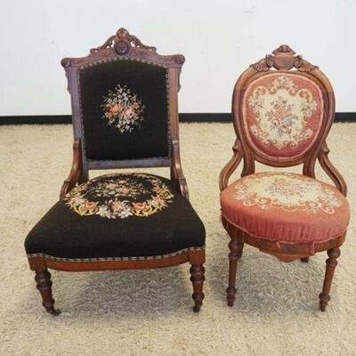 1025	LOT OF 2 VICTORIAN UPHOLSTERED SIDE CHAIRS

