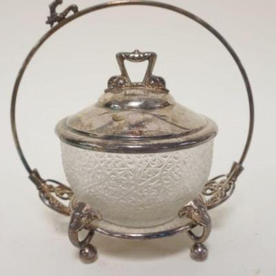1222	ORNATE SILVER PLATE COVERED DISH WITH ELEPHANT TRUNKS ON BALL FOR FEET, APPROXIMATELY 8 IN HIGH
