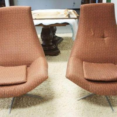1054C	PAIR OF UPHOLSTERED MODERN ARMCHAIRS	PAIR OF UPHOLSTERED MODERN ARMCHAIRS W/BRASS TACK ACCENTS, SOME DISCOLORATION ON UPHOLSTERY
