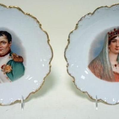 1103	LIMOGES NAPOLEON AND JOSEPHINE 10 IN PLATES WITH SCALLOPED EDGES AND GILT TRIM
