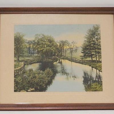 1325	WALLACE NUTTING PRINT *A BARRE BROOK*, HAS LABEL ON REVERSE, AUTHENTIC WALLACE NUTTING PROCESS PICTURE NO. 3497, 21 1/4 IN X 17 3/4...