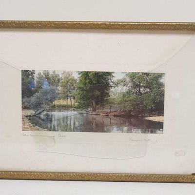 1323	SIGNED WALLACE NUTTING PRINT *THE SWIMMING POOL*, GLASS IS BROKEN & FRAME HAS LOSSES, SOME FOXING TO MAT, 16 1/4 IN X 10 3/4 IN...