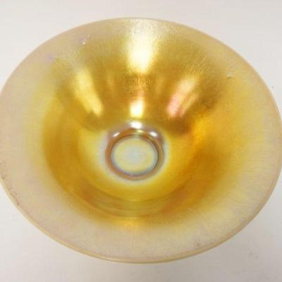 1251	GOLD LUSTER & CALCITE ART GLASS BOWL, HAS BUBBLES IN GLASS, APPROXIMATELY 12 IN X 4 1/2 IN HIGH
