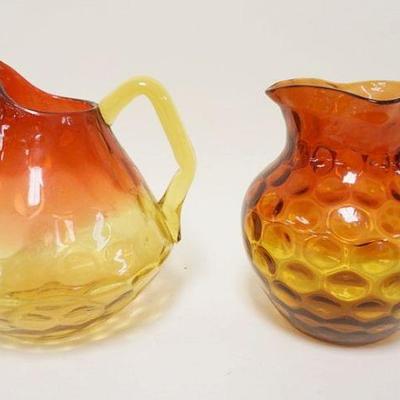 1288	PAIR OF VICTORIAN AMBERINA PITCHERS, LARGEST IS APPROXIMATELY 8 1/4 IN HIGH
