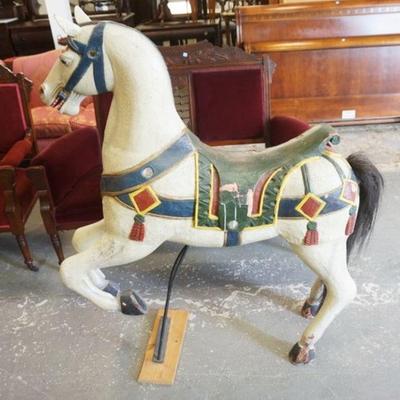 1138	LARGE CAROUSEL HORSE ON STAND, APPROXIMATELY 41 IN X 11 IN X 51 IN HIGH
