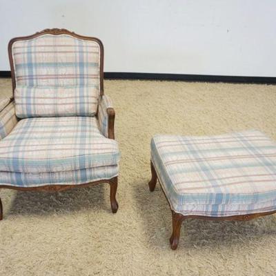 1132	ETHAN ALLEN FRENCH PROVINCIAL UPHOLSTERED ARM CHAIR WITH OTTOMAN
