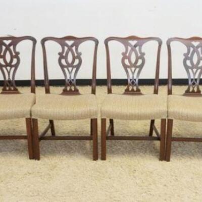 1014	SET OF 2 SOLID WALNUT CHIPPENDALE STYLE CHAIRS, 2 ARM & 4 SIDE
