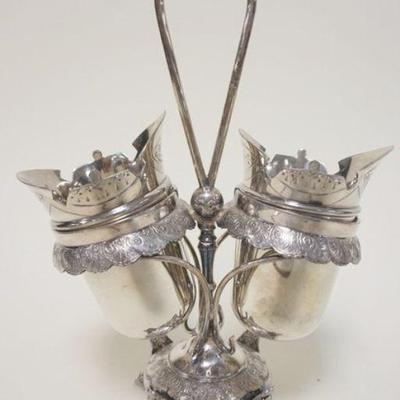 1212	VICTORIAN SILVER PLATE, WILCOX, DOUBLE SPOONER, FOOTED WITH REMOVEABLE CUPS, APPROXIMATELY 10 1/4 IN HIGH
