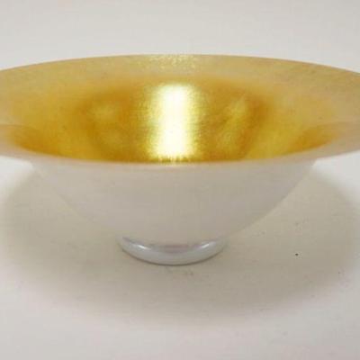 1250	STUEBEN GOLD LUSTER & CALCITE ART GLASS BOWL, APPROXIMATELY 12 IN X 4 IN HIGH
