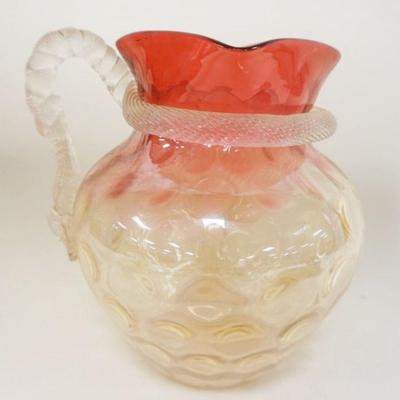 1232	VICTORIAN HARRACH AMBERINA BLOWN GLASS PITCHER, APPROXIMATELY 8 1/4 IN HIGH
