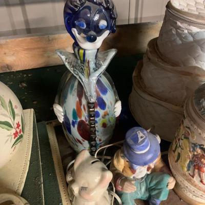 Blown glass clown decanter