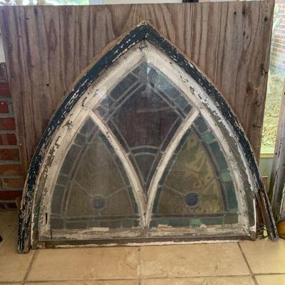 Stain glass window in frame from church