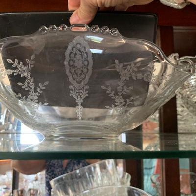 Depression clear glass bowl