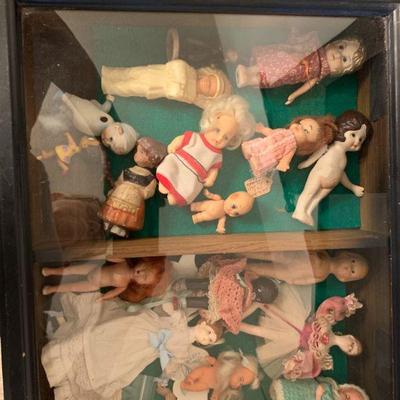 Dolls in display case