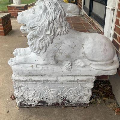 Front door lion on pedestal 