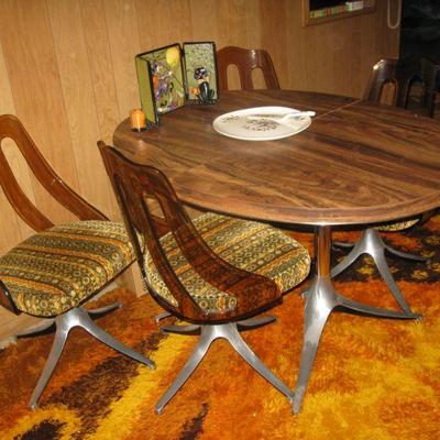 Howell MCM Lucite back swivel chairs with wood grain table top,     
            BUY IT NOW     $ 385..00...