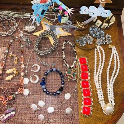 LOTS OF JEWELRY, SOME STERLING SILVER