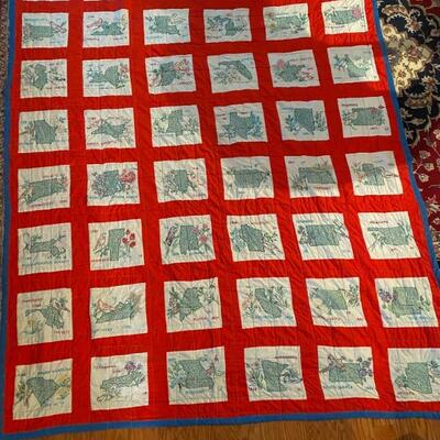 Hand made 50 states quilts with shams. Beautiful condition!