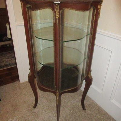 ANTIQUE FRENCH CURIO CABINET LOUIS XV STYLE 21â€ X 20â€ X 48â€