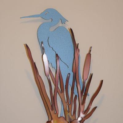 Enameled Brass Great Blue Heron