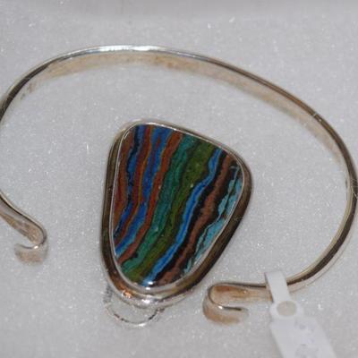 Sterling bracelet with Fordite Adornment