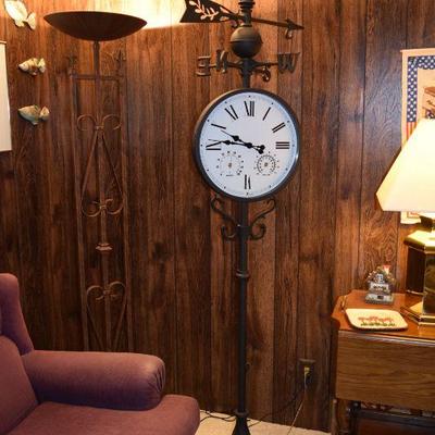 Durocraft TH003-05 Outdoor/Indoor 80" Tall Weather Station with Clock, Thermometer, Humidity Gauge, Weathervane and Stand