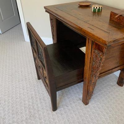 Antique Asian Alter Table with 5 Drawers - Hidden Chair 