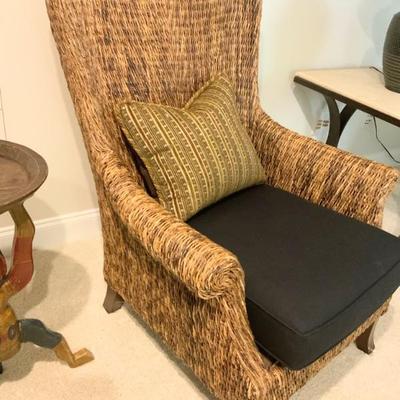Rattan Wing Back Chairs with new cushion