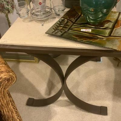 Arhaus Side Table with Marble Top 