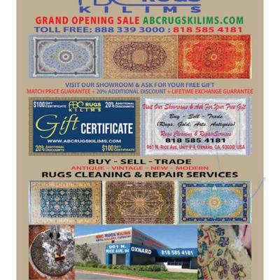 https://abcrugskilims.com/
GRAND OPENING SALE 50 - 70% OFF
Grand Opening: AUGUST 23 - 2022
961 N, Rice Ave. Unit # 4, Oxnard, CA 93030...