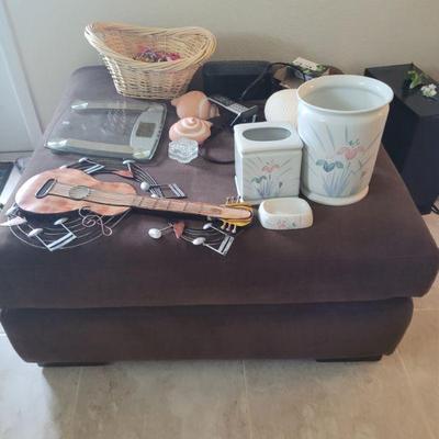 large ottoman, items on it are for sale separately
