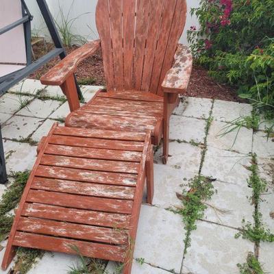 another outdoor chair that needs some stain, footrest included