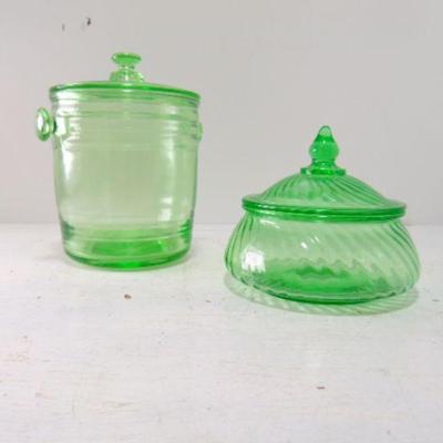 Uranium Glass Lidded Jars 