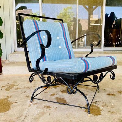 Vintage Mid Century Iron Rocker Patio Chair 