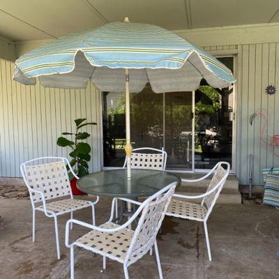 Patio Dining with Vintage Umbrella 
