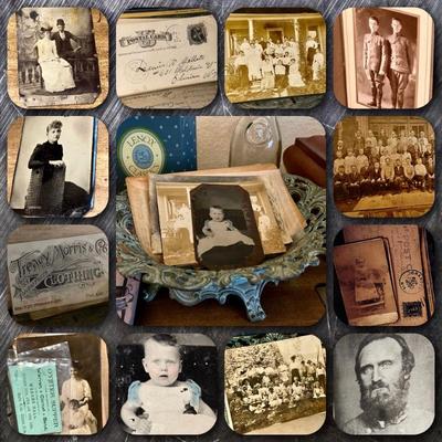 Antique photographs and postcards