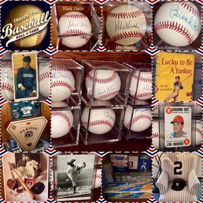 Seven autographed baseballs by MLB Hall of Fame legends Hank Aaron, Brooks Robinson, Monte Irvin, Jim Palmer, Hoyt Wilhelm, Frank...